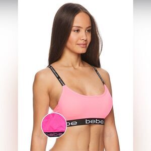 Nwot BeBe Sport Pink Sports Bra Size 2X removable pads bralette top intimate
